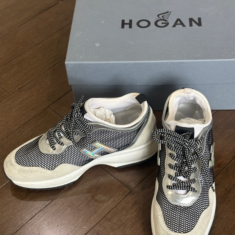 Hogan Black and Cream Sneakers
